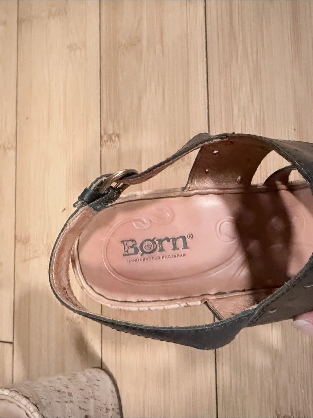 Born Black Leather Perforated Wedge Sandals